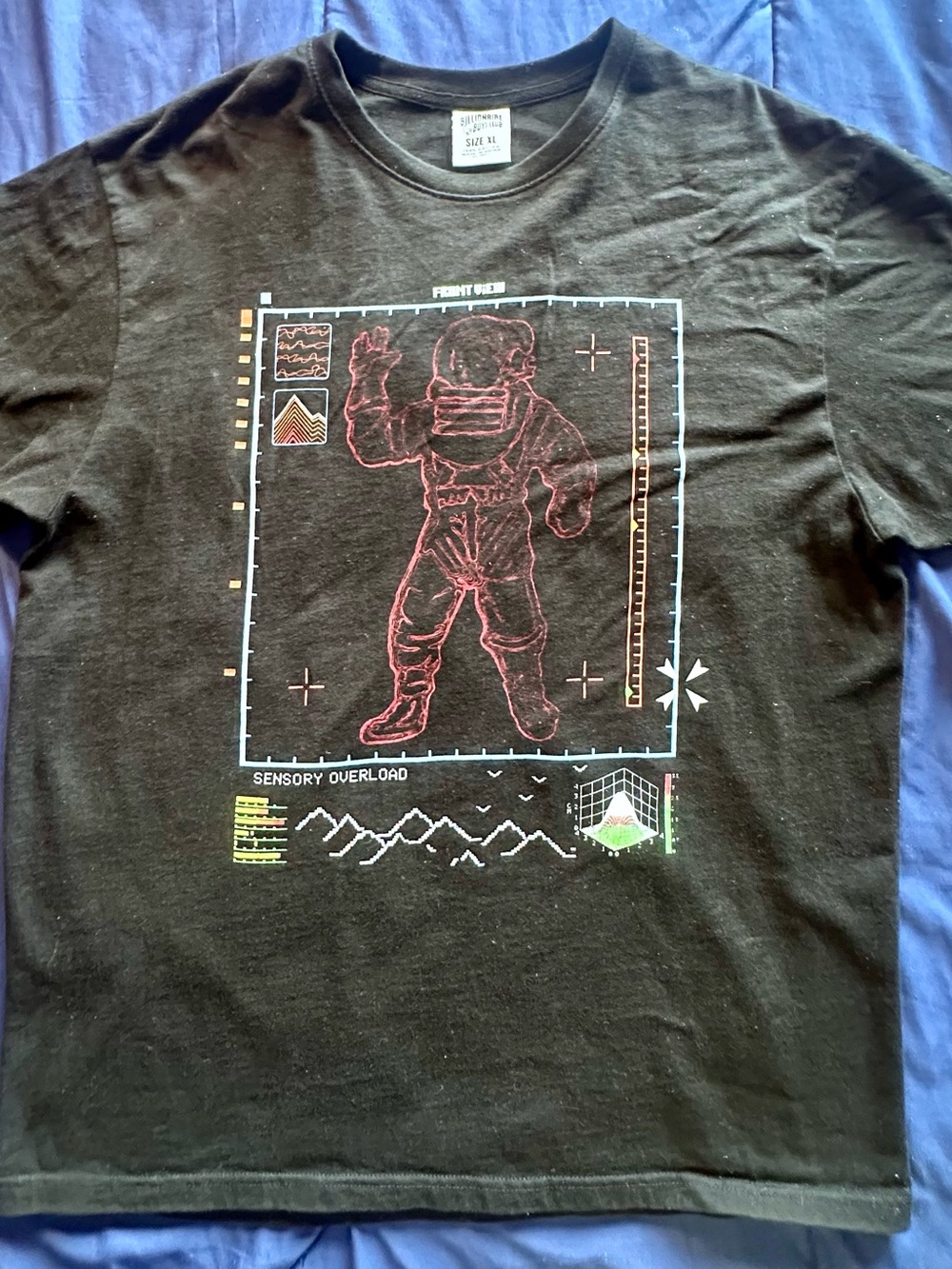 Billionaire Boys Club Extra Large Black Tee with Neon Graphic Astronaut